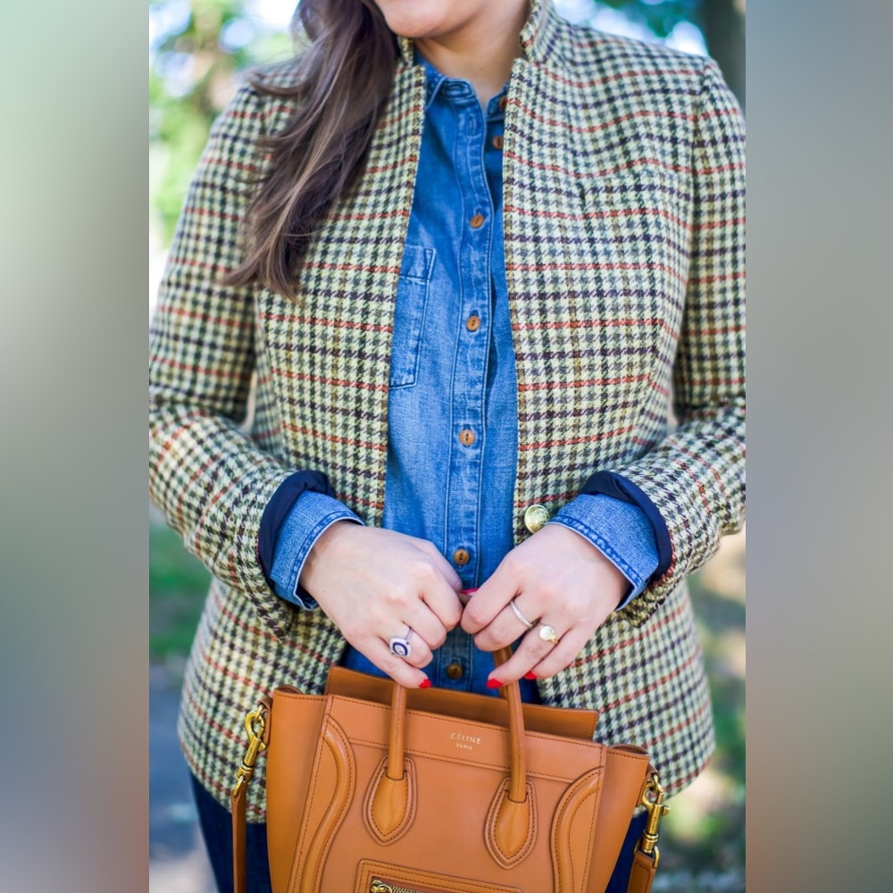 J. CREW HOUNDSTOOTH PLAID REGENT BLAZER